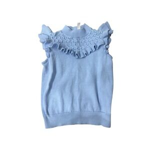 Janie and Jack Girls Sweater Blue Ruffle Knit Top Size 6